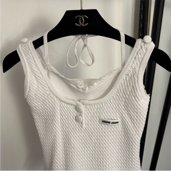 Miu Miu White Lace-Trimmed Camisole - Picture 3 of 6